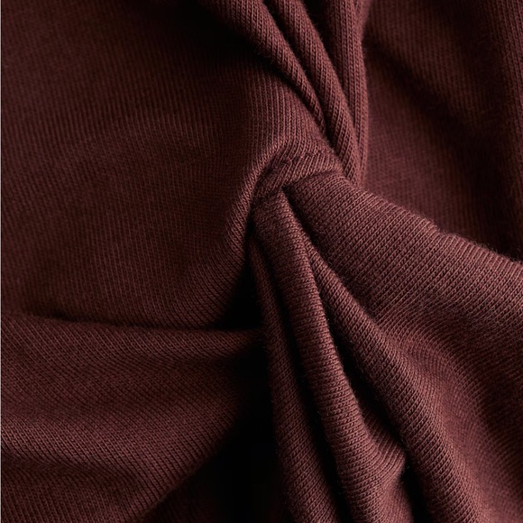 New! H&M Twist Detail T-shirt, Brown, Medium - Picture 5 of 9